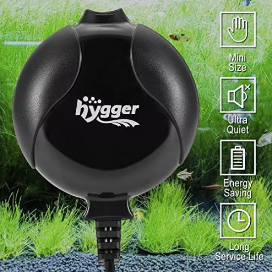 hygger Quiet Mini Air Pump for Aquarium 1.5 Watt Oxygen Fish Air Pump for 1-15 Gallon Fish Tank with Accessories