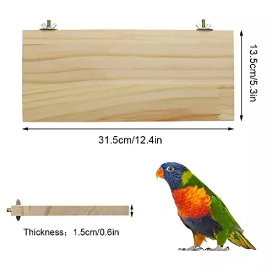 Parrot Bird Wood Perch Platform Rectangle Perches Shelf Stand for Birds Budgie Parakeet Cockatiel Conure Chinchillas