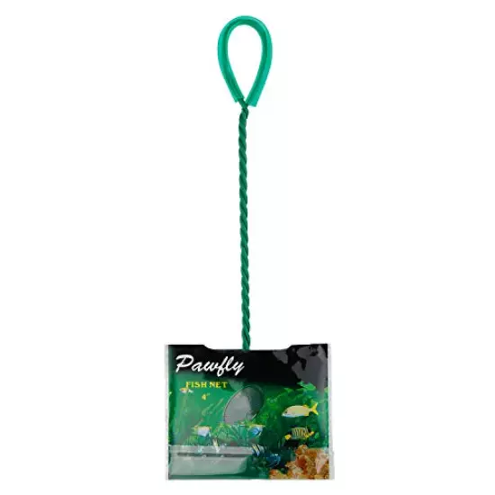 Pawfly 4 Inch Aquarium Net Fine Mesh Small Fish Catch Nets with Plastic Handle - Green