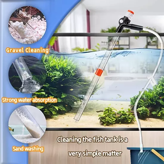 STARROAD-TIM Fish Tank Aquarium Gravel Cleaner Kit Long Nozzle Water Changer for Water Changing and Filter Gravel Cleaning with Air-Pressing Button and Adjustable Water Flow Controller