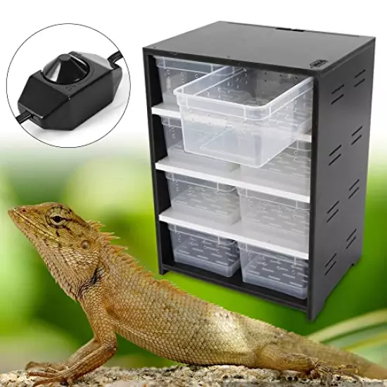 Reptile Feeding Cabinet Reptile Insect Feeding Thermostat 8PCS Acrylic Breeding Box Spider Insect Turtle Lizard Pet Cage + Heat Pad (USA Stock)