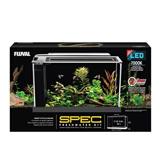 Fluval SPEC Freshwater Aquarium Kit, Aquarium with LED Lighting and 3-Stage Filtration