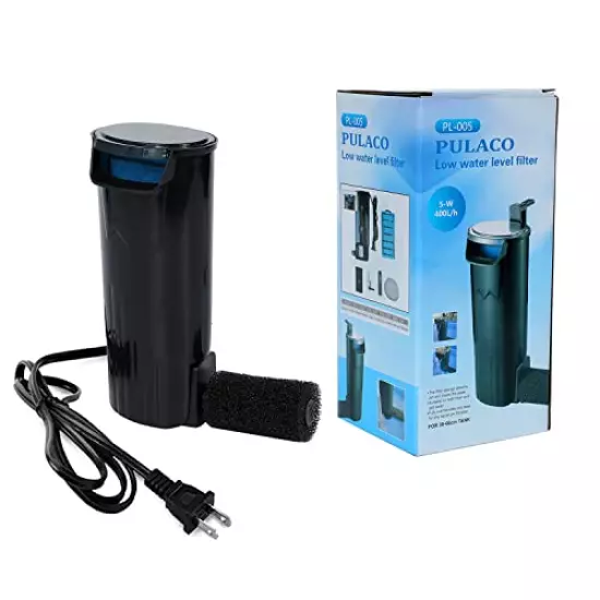 PULACO Aquarium Internal Filter 3 to 20 Gallons, for Turtle Tanks, Reptiles, Amphibians, Frog, Cichlids, Newt or Fish Tank