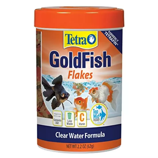 Tetra Goldfish Flakes 2.2 Ounces, Balanced Diet, Clear Water Formula