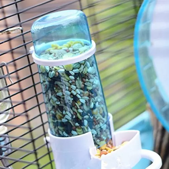 Old Tjikko Pet Feeder Automatic,Bird Hamster Small Animal Feeder, Automatic Feeding Device Dispenser for Hamster Bird Pigeon Parrots Mini Hedgehog with Holder (5.90x2.83x6.10in)