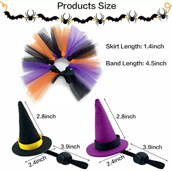 Vehomy 4Pcs Halloween Bearded Dragon Witch Costume Bearded Dragon Witch Hats Tutu Skirts Lizard Witch Outfit Small Pet Halloween Witch Costume for Chick Hamster Bird Parrot Bearded Dragon