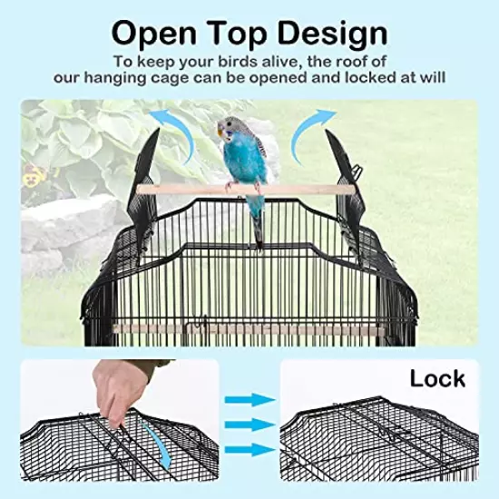 BestPet Bird Cage Parakeet Cage 64 inch Open Top Standing Parrot Cage Accessories with Rolling Stand for Medium Small Cockatiel Canary Parakeet Conure Finches Budgie Lovebirds Storage Shelf