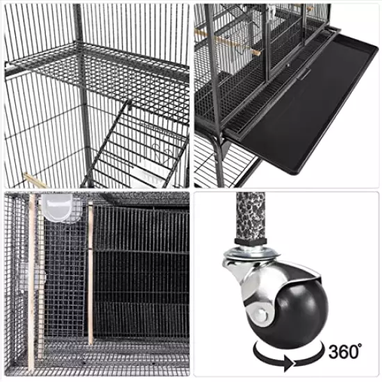 Yaheetech 69In Extra Large Bird Cage Metal Parrot Cage for Mid-Sized Parrots Cockatiels Conures Parakeets Lovebirds Budgie Finch