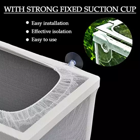 2 Pack Fish Hatchery Breeder Box - Large Size 10"x 6"x 6" Fish Tank Isolation/Nursery Box, Aquarium Fry Hatchery Separation Net Nylon Incubator Mesh with 4 Suction Cup for Newborn Small Fish