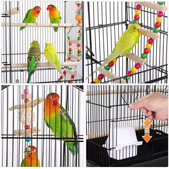 Yaheetech 39'' Iron Roof Top Bird Cage Parrot Cage for Small Birds Parakeet Budgie Cockatiel Lovebirds with Swing & Ladder