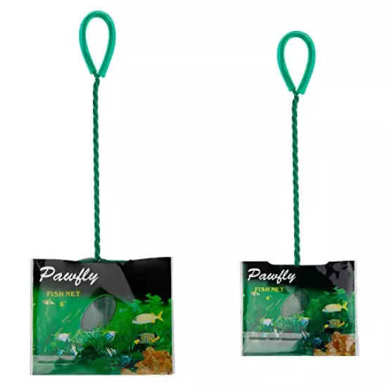 Pawfly 4/6 Inch Aquarium Fish Net Set Fish Catch Nets with Plastic Handle