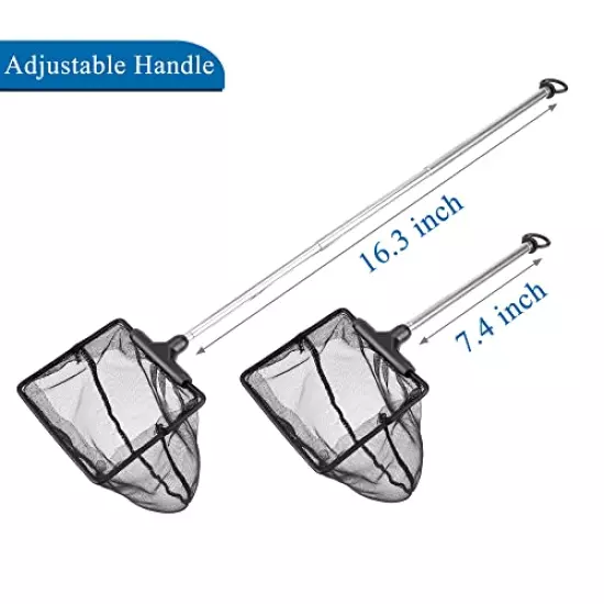 Lpraer Aquarium Fish Net with Extendable Stainless Steel Long Handle Fine Mesh Net for Fish Tank