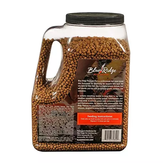 Blue Ridge Fish Food, Platinum Professional Formula 3/16" Floating Pellet, Koi and Goldfish