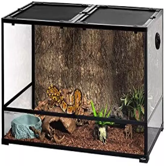 REPTI ZOO REPTIZOO Full Vision Glass Reptile Tank 120 Gallon, Tall & Wide Large Reptile Terrarium 48" X 24" X 24" With Sliding Door Top Screen Ventilation