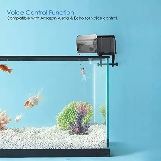 Automatic Fish Feeder, Aquarium Tank Feeding Timer Fish Food Dispenser Adjustable Outlet, App Control Voice Control, Compatible with Alexa.