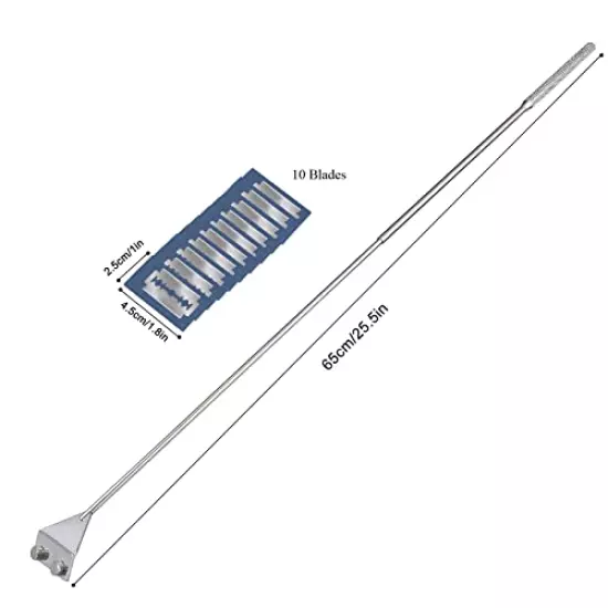 HOTOOLME Aquarium Scraper, 25.6" Stainless Steel Scraper Cleaning Razor with 10 Blades for Glass Aquarium Fish Tank