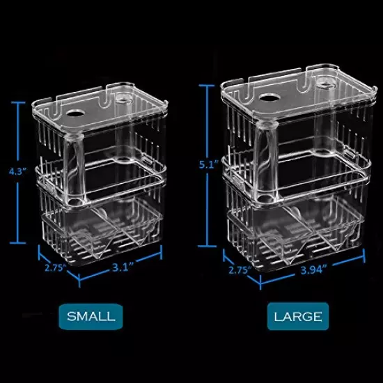 in-Tank Aquarium Breeder Box for Fish Tank, Breeding Incubator for Small Fish Hatchery, Acrylic Divider for Shrimp Clownfish Aggressive Fish Injured Fish