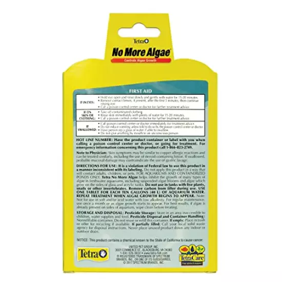 Tetra No More Algae Tablets 8 Count, Controls Algae In aquariums