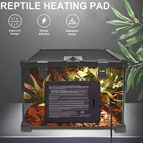 Aiicioo Reptile Heating Pad - Hermit Crab Heater Heat Mat For Reptiles Snake Lizard Terrarium