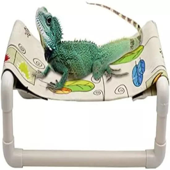 Dnoifne Reptile Hammock Swing Hanging Bed, Wooden Lizard Bed, Reptile Summer Bed For Bearded Dragon Leopard Gecko Lizard