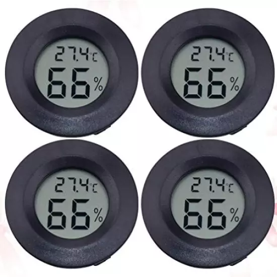 POPETPOP Round Digital Hygrometer Thermometer - Mini Hygrometer Thermometer Electronic Digital Hygrometer Acrylic Reptile Pet Humidity Meter For Humidors Greenhouse 4pcs