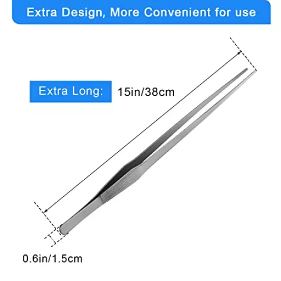 Luxiv Aquarium Tweezers Extra Long 15 inches, Stainless Steel Straight and Curved Tweezers 38cm Extra Long Tweezers for Fish Tank Plant Aquascape Tools, Feeding Tongs