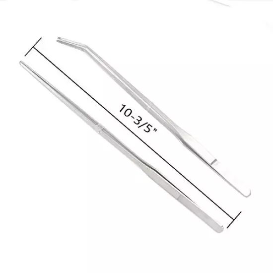 YOGURTCK Stainless Steel Long Reptile Tweezers Feeding Tongs For Snake Lizards Gecko And Bearded Dragon Leopard Spider Terrarium Supplies 2pcs Silvery