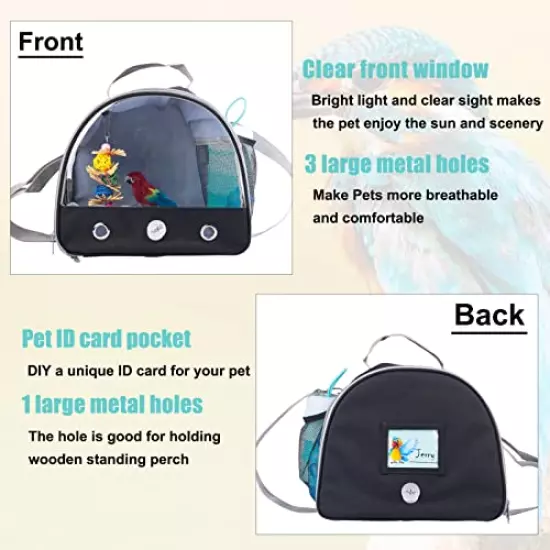 Bird Carrier Travel Cage Parrot - Lightweight Breathable Pet Travelling Bag with Portable Bird Feeder Cups and Standing Perch Bird Parrot Toys Outgoing Bags for Guinea Pig Rat Small Animal