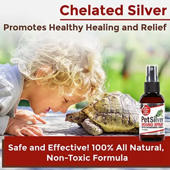 PetSilver Wound Reptile, Snake & Amphibians Formula With Chelated Silver - Made In USA - Vet Formulated - Natural Pain Free Formula - Relief Support For Skin Issues, Sores, Scale Rot 2 Fl Oz