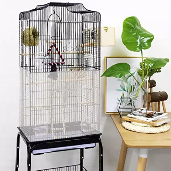 2Pcs Bird Cage Seed Catcher Birdcage Nylon Mesh Cover Twinkle Star Universal Birdcage Cover for Parakeet Round Square Cage with Spring Hook