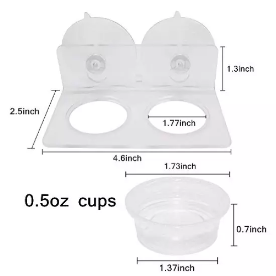 SLSON Gecko Feeding Ledge Reptile Acrylic Feeder With Suction Cup For Food And Water With 20 Pack Plastic Cups 0.5Oz, Clear