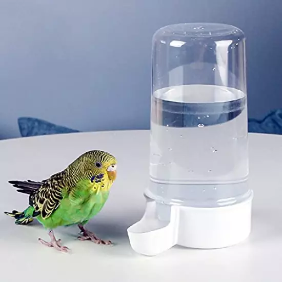 YJJKJ Pet Bird Water Feeder, 13.5 Oz Parrot Water Dispenser, Bird Cage Suspended Automatic Water Dispenser for Parakeet Budgie Cockatiel Lovebirds