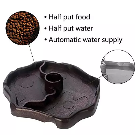 Tfwadmx Reptile Water Bottle, Turtle Food And Water Bowl Automatic Feeders Waterer Tortoise Dispenser Bottle Feeding Dish For Lizard Chameleon