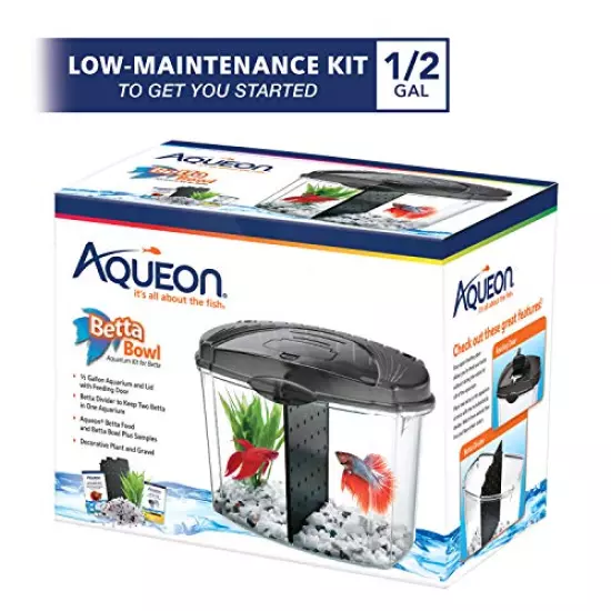 Aqueon Betta Bowl Kit Black .5 Gallon