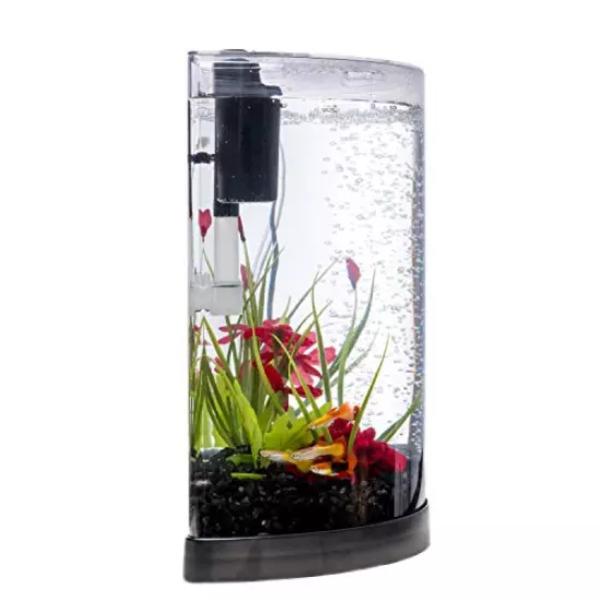 Tetra ColorFusion Half-Moon Shape with Bubbler and Color-Changing Light Disc Aquarium Kit