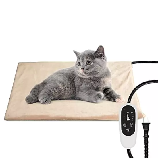 NICREW Pet Heating Pad With Auto Shut Off, Electric Pet Heated Bed Mat For Cats And Dogs, Temperature Adjustable, MET Safety Listed