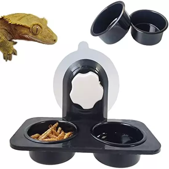 MRTIOO Crested Gecko Food And Water Feeder Cups, Reptile Feeding Bowls, For Lizard And Other Small Pet Ledge Accessories Supplies