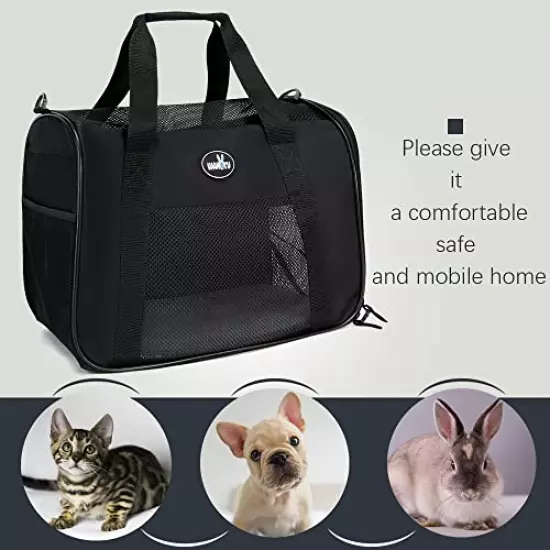 KUKUPAI Pet Bag, Soft Edge Folding Cat and Dog Carrier, Pet Travel Bag. Suitable for Large and Medium-Sized Cats, Small and Medium-Sized Dogs., black, One Size