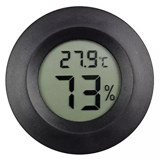 OMEM 2 Pack Digital Reptile Thermometer Switchable Celsius Fahrenheit Lizard Spider Tortoise Terrarium Tank Hygrometer (Black)