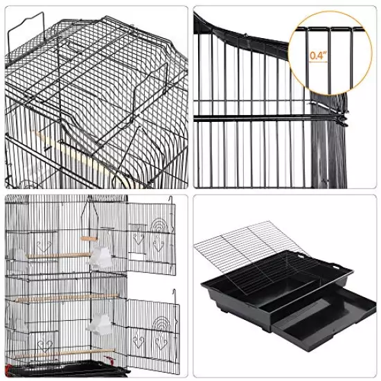 Yaheetech 41" Portable Medium Size Bird Cage for Small Parrots Cockatiels Sun Quaker Parakeets Green Cheek Conures Finches Canary Budgies Lovebirds Travel Bird Cage