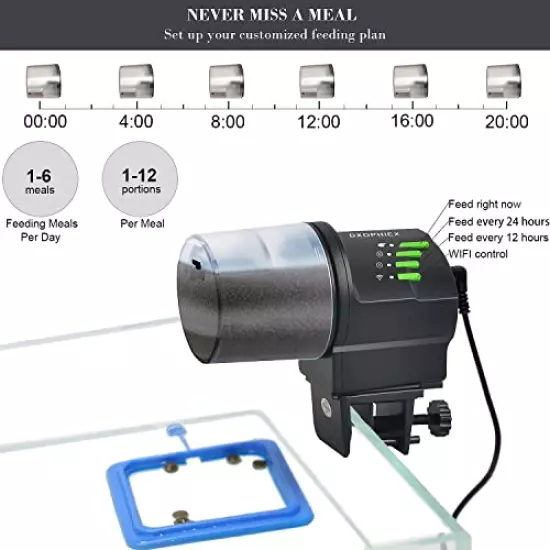 DXOPHIEX WiFi Fish Feeder Automatic Fish Feeder Automatic Dispenser Vacation Fish Feeder for Aquarium and Turtle Tank with Fish Feeding Ring