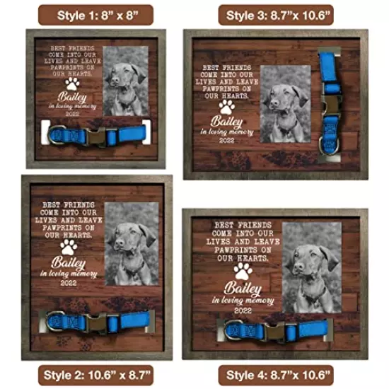 BfiGift Personalized Dog Collar Frame Memorial Pet Loss Sign Dog & Cat Lover Ever Gifts With Heartfelt Sentimental Quote For Someone Who Lost A Pet Collar Keepsake Picture Frame Remembrance Decor