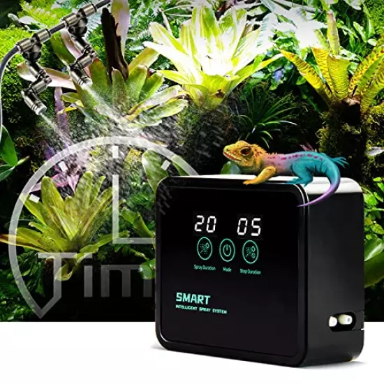 FOUDOUR Reptile Humidifiers Misting System For Reptile Terrariums Rainforest Sprayer Reptile Fogger With Timing Controller For Reptiles/Chameleons/Herbs