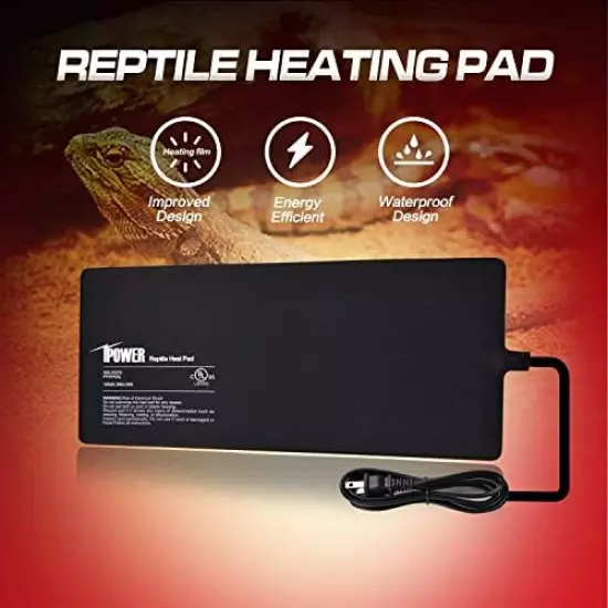 IPower Reptile Heat Pad 4W/8W/16W/24W Under Tank Terrarium Warmer Heating Mat And Digital Thermostat Controller For Turtles Lizards Frogs And Other Small Animals, Multi Sizes