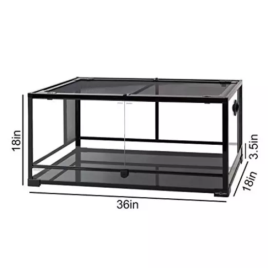 REPTI ZOO Reptile Glass Terrarium,Double Hinge Door With Screen Ventilation Reptile Terrarium 36" X 18" X 18" Or 36" X 18" X 24" Or 24"x18"x36"(Knock-Down)