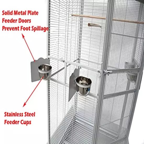 64" Extra Large Corner Bird Flight Breeding Wrought Iron Rolling Parrot Cage with Around Seed Guard