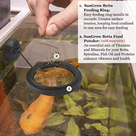 SunGrow Betta Feeding Ring, Prevent Water Turbulence from Washing Food into Filter, Practical Round Floating Food, Suitable for Guppy, Goldfish and Other Small Fish