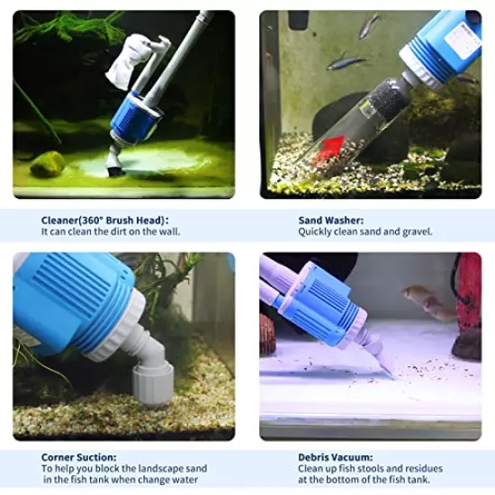 UPETTOOLS Aquarium Gravel Cleaner - Electric Automatic Removable Vacuum Water Changer Sand Algae Cleaner Filter Changer 110V/28W