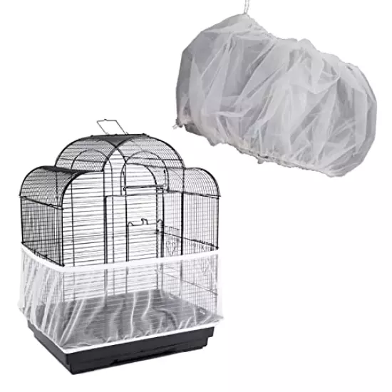 ZOCONE Bird Seed Guards & Catchers Stretchy Adjustable Drawstring Bird Cage Mesh Net Cover Cage Skirt