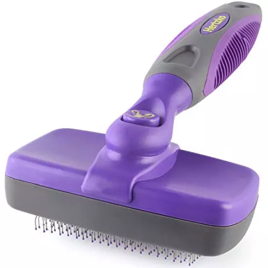 Hertzko Self-Cleaning Slicker Brush For Dogs, Cats - The Ultimate Dog Brush For Shedding Hair, Fur - Comb For Grooming Long Haired & Short Haired Dogs, Cats, Rabbits & More, Deshedding Tool, Cat Brush